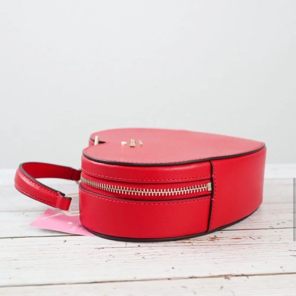 NWT Kate Spade Love Shack Heart Crossbody Purse Leather Candied Cherry Red - Picture 9 of 12